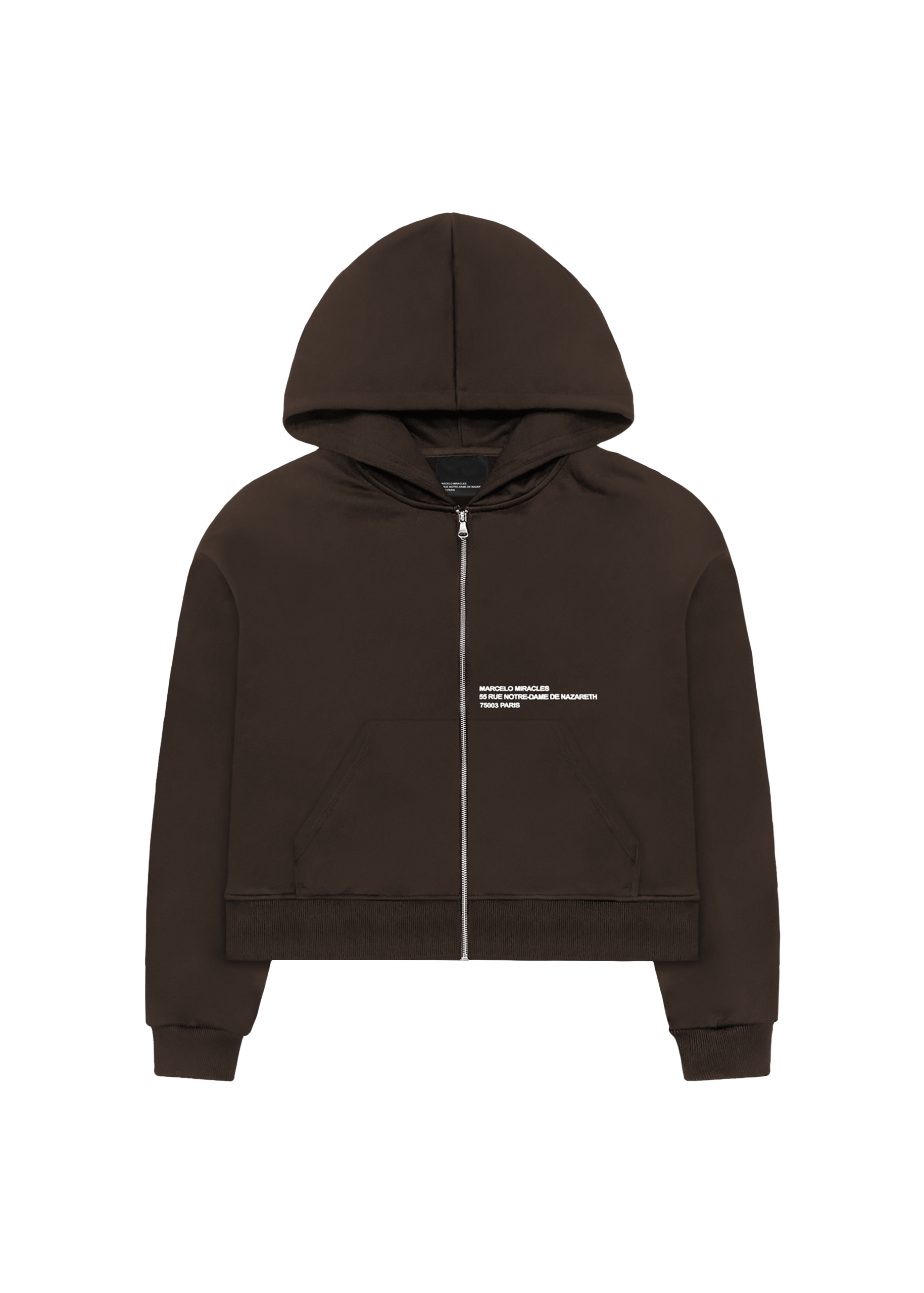 ADDRESS LOGO ZIP-HOODIE in BROWN - MARCELO MIRACLES