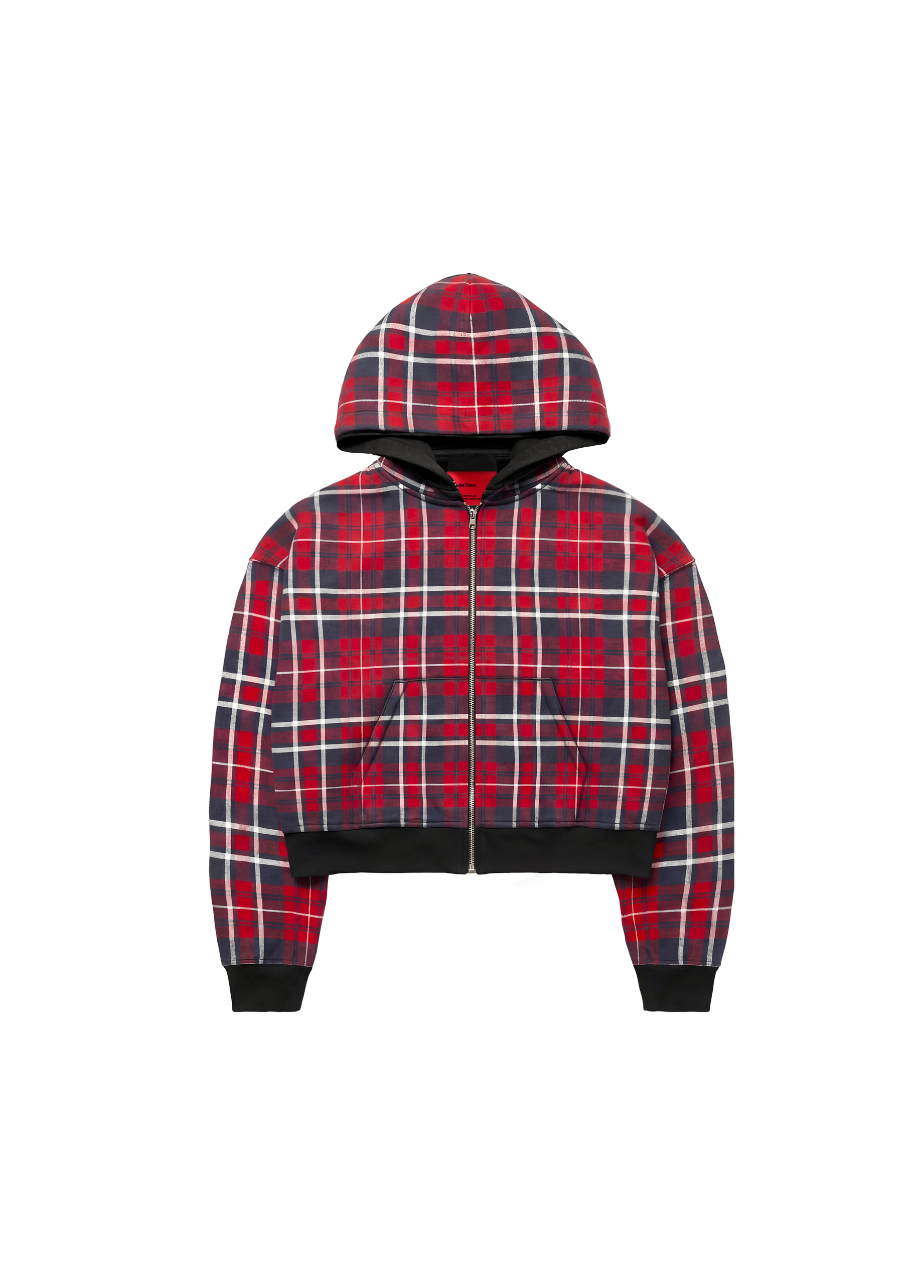 REVERSIBLE FLANNEL ZIP-HOODIE in BLACK - MARCELO MIRACLES