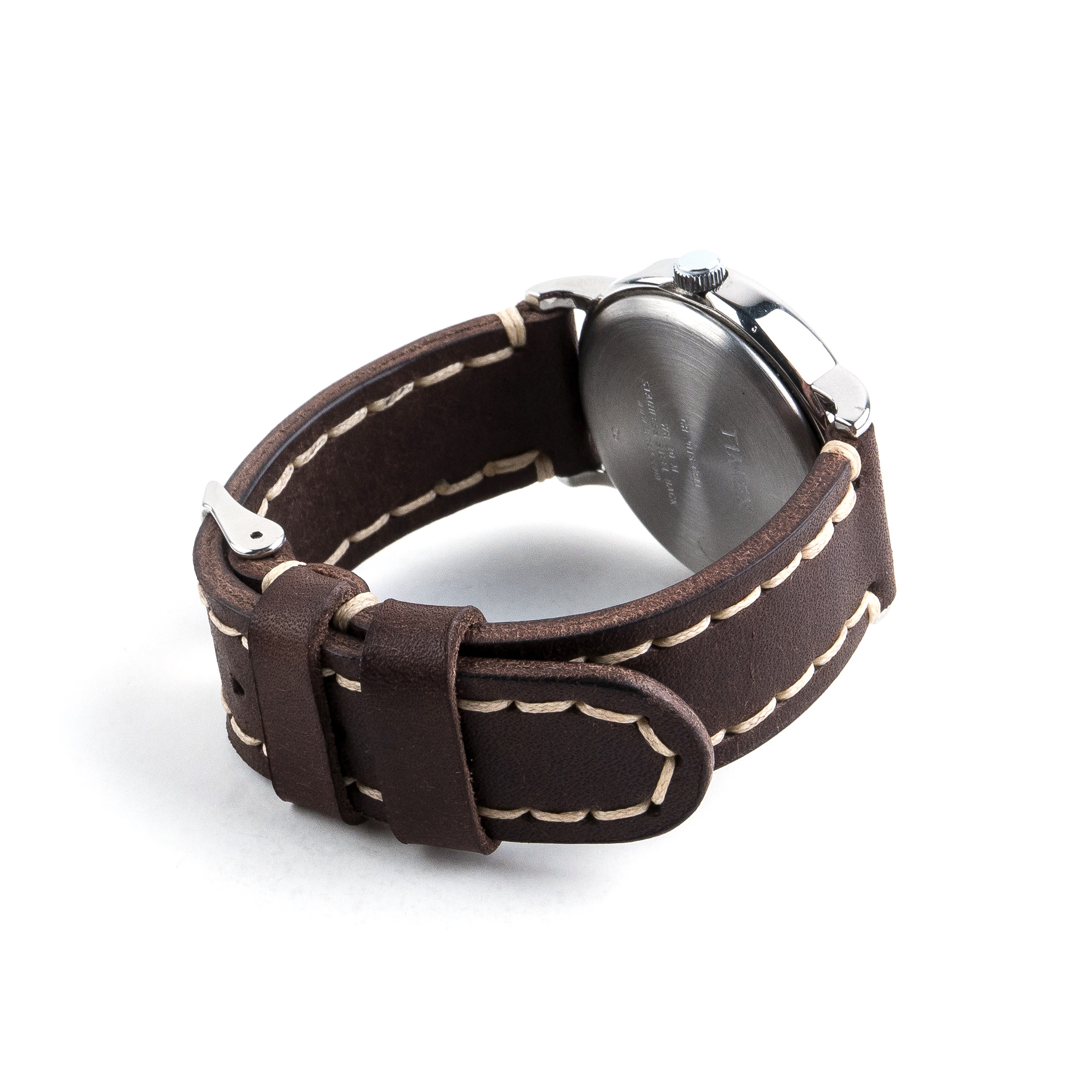 Классический коричневый ремешок для часов из кожи Badalassi Carlo - ManboroStore - изделия из кожи ручной работы