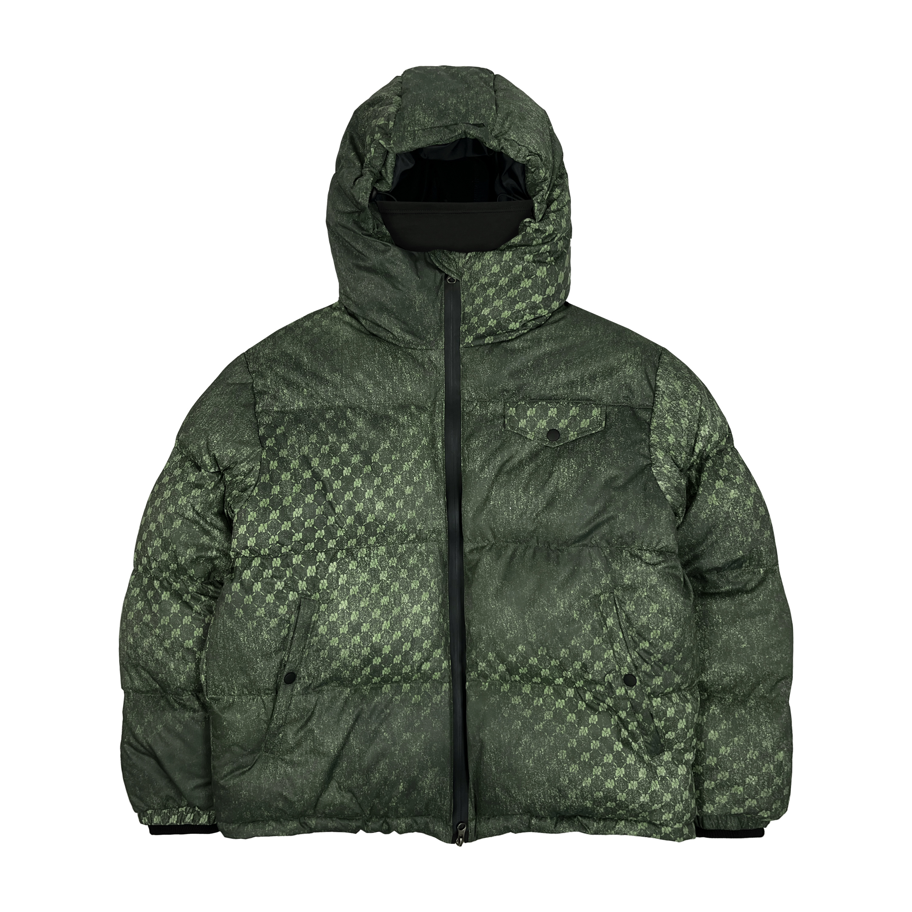Dark green puffer sales jacket