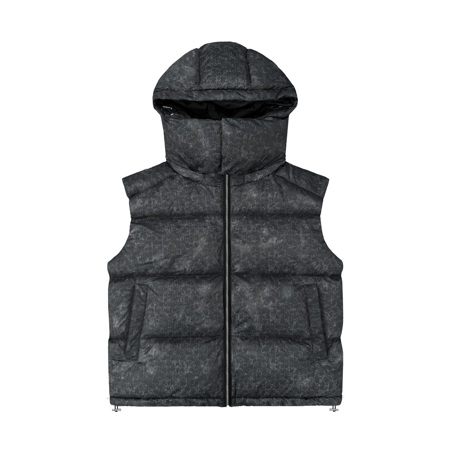 YUMMS MONOGRAM PUFFER VEST in BLACK YUMMS STORE