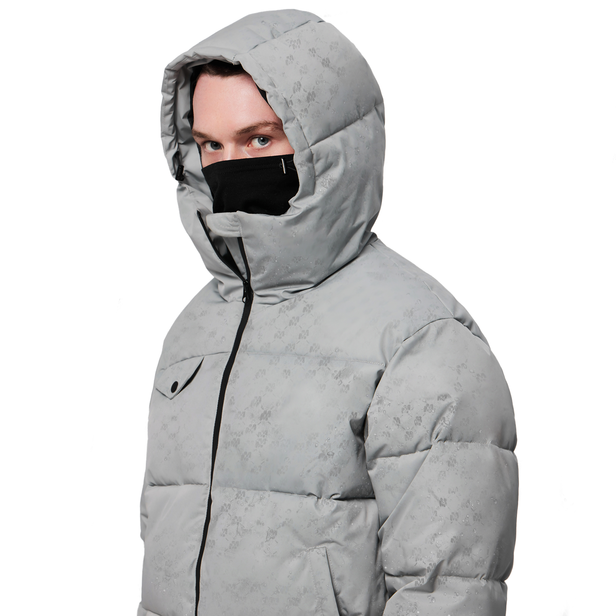 YUMMS WATER REACTIVE PUFFER JACKET in LIGHT GREY YUMMS STORE