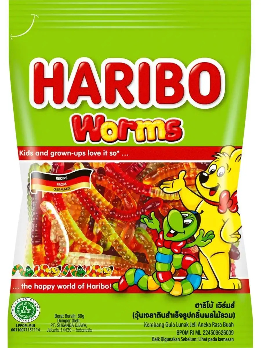 Мармелад Haribo Warms Фруктовые червячки 80г - Зан-Зан | Иностранные  сладости и подарки